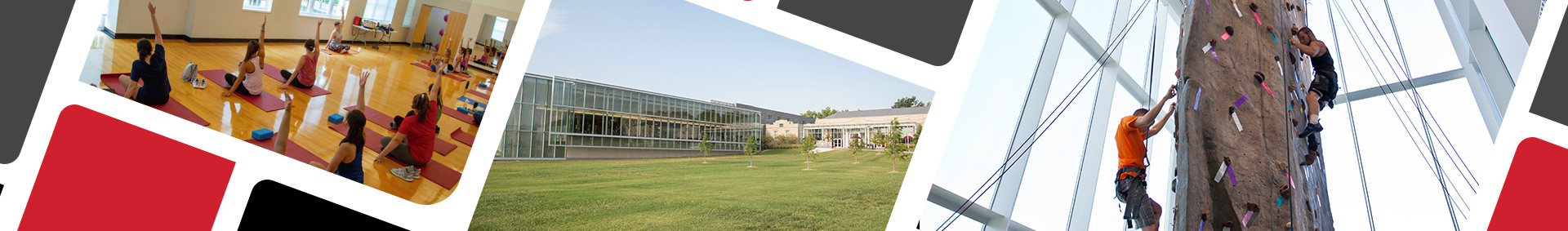 A collage of students using the rec center A collage of students using the rec center