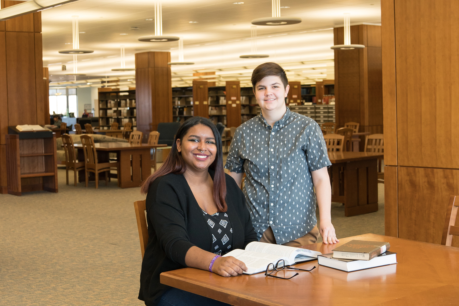 Two students in the library