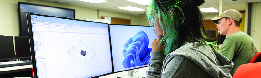 Student in a CADD class