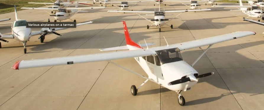 Airplanes on tarmac at Skyhaven Airport. 