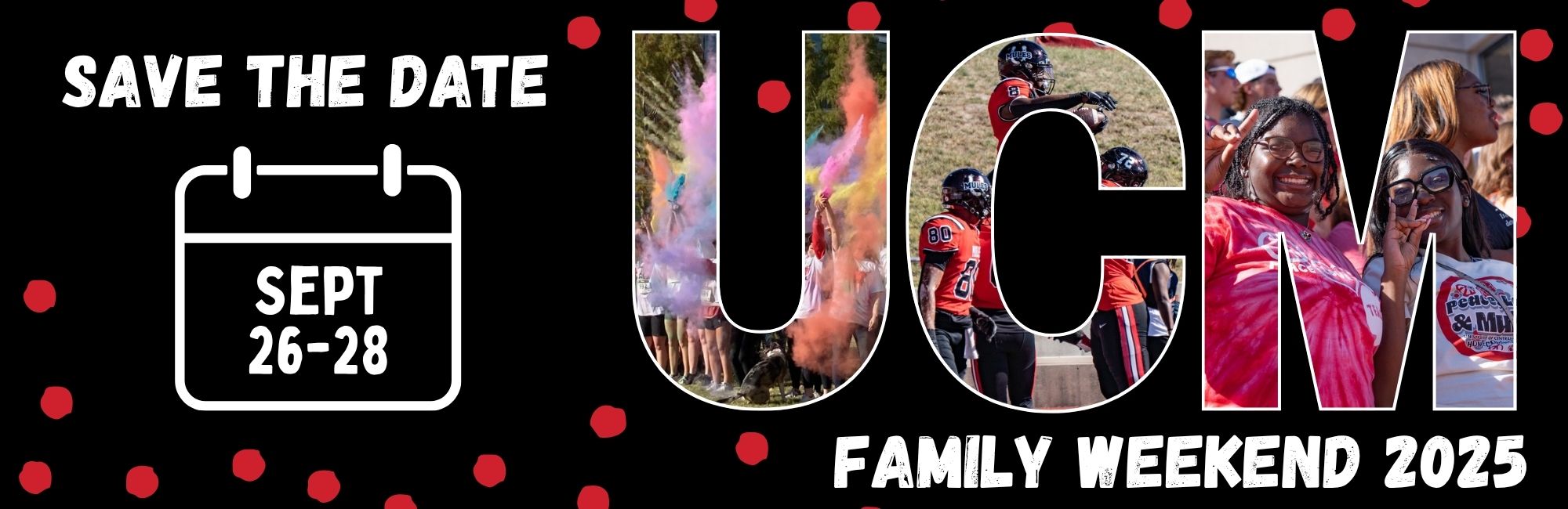 Photo sharing save the date information for Family Weekend 2025 - September 26-28.