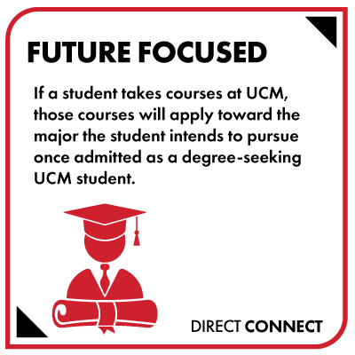 If a student takes courses at UCM, those courses will apply toward the major the student intends to pursue once admitted as a degree-seeking UCM student.