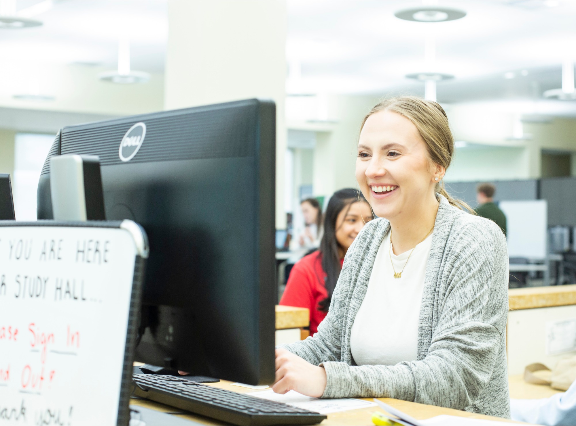 student-asking-question a student asking a question to a UCM staff member