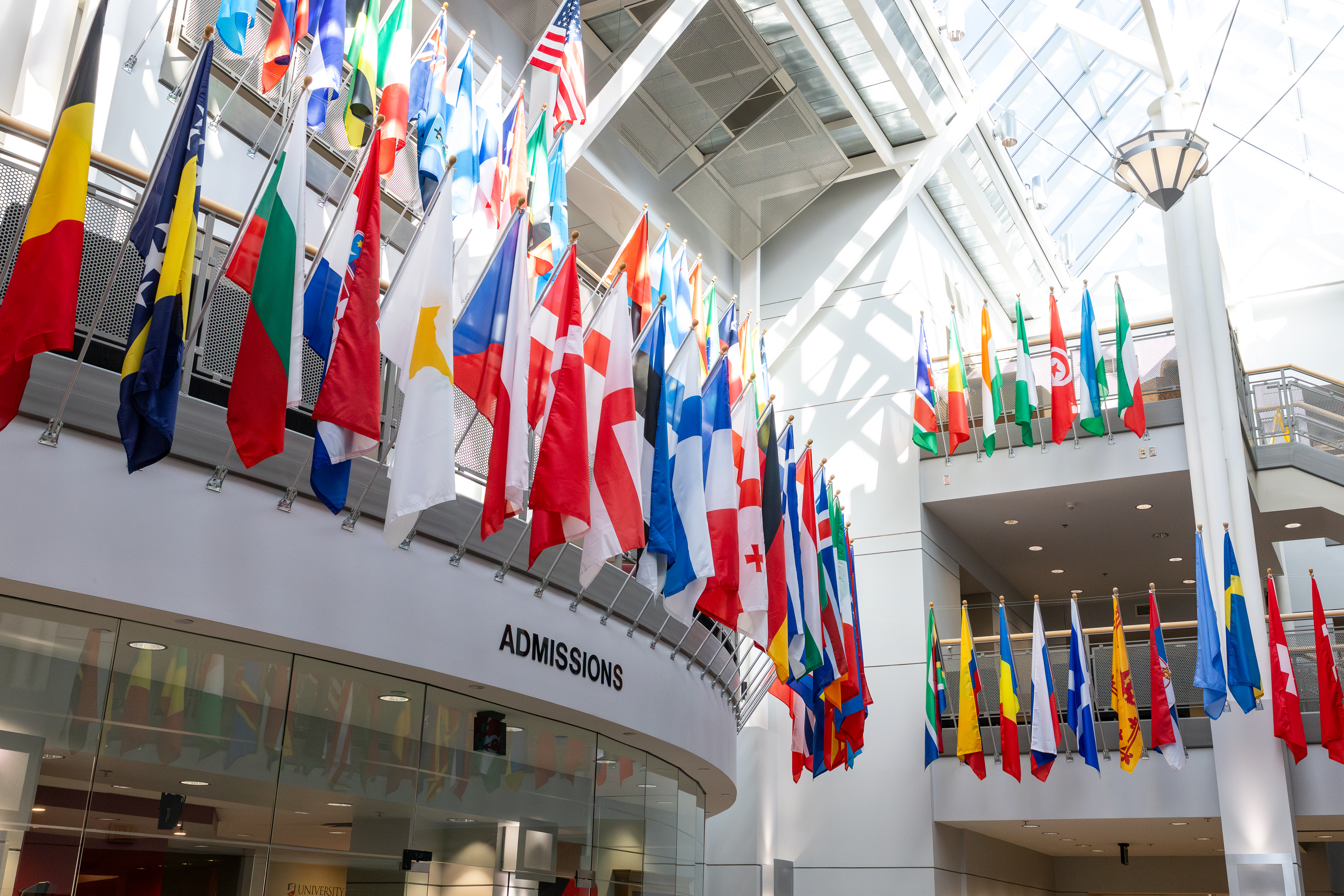 International flag display in Ward Edwards Building