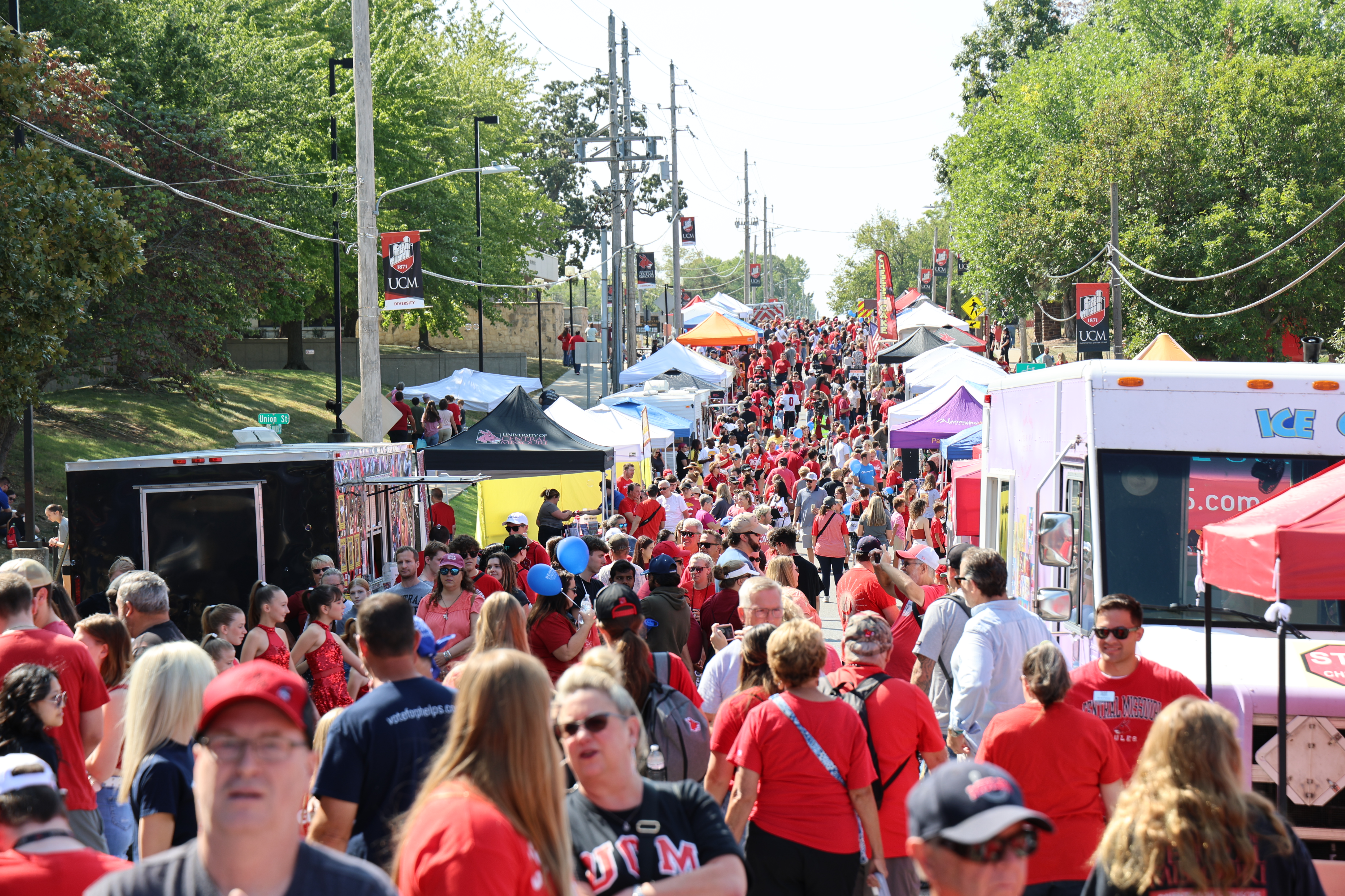 Get the Red Out street scene with hundreds of fans.