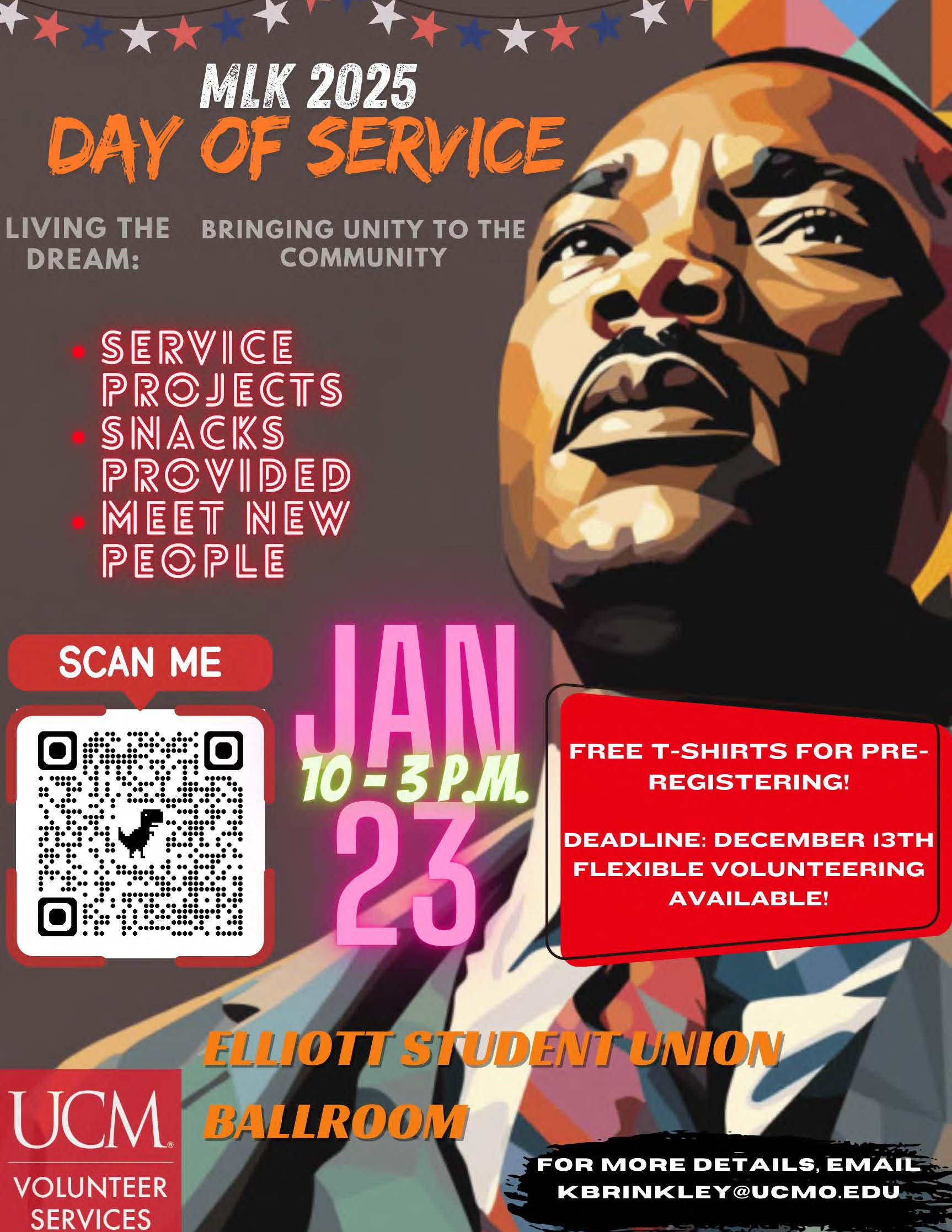 MLK Day of Service Flyer January 23rd from 10 AM to 3 PM 