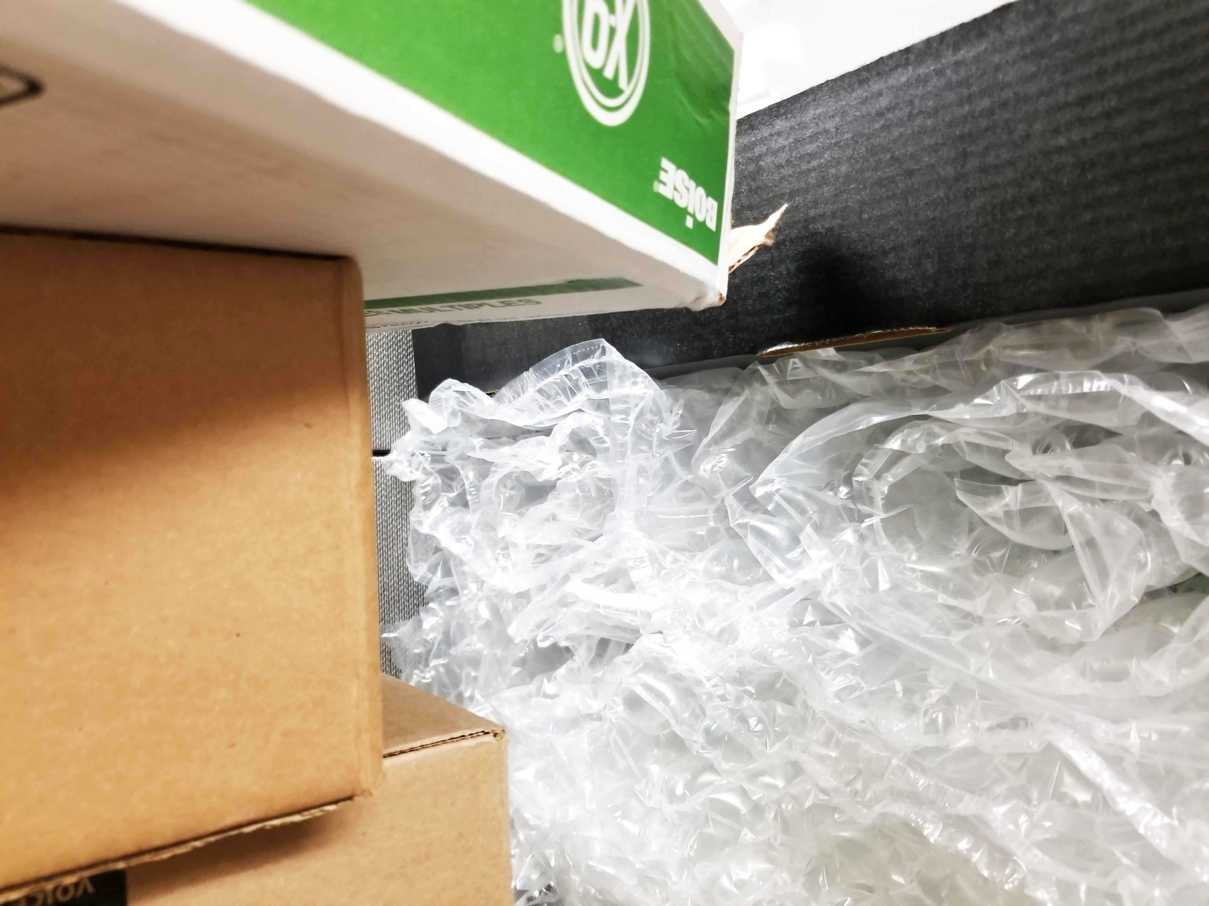 Bubble wrap and cardboard boxes