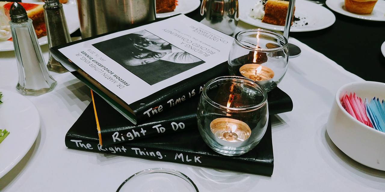 Image of table decorations for MLK Celebration